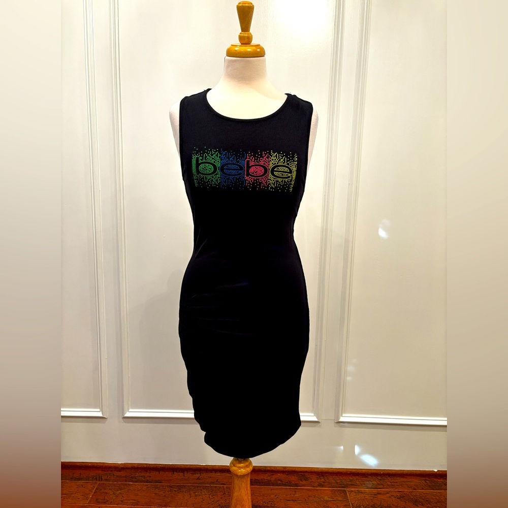 New bebe black midi dress size L